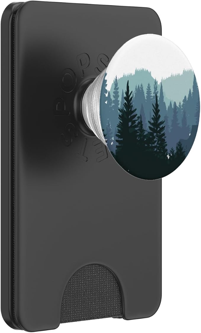 Pine Tree mountain scene Teal forest pattern for women men PopSockets Swappable PopGrip