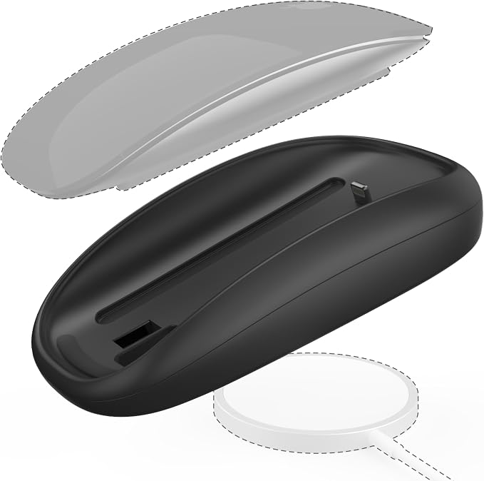 TATOFY Mouse Charger Compatible with Magic Mouse 2 (Lighting) Grip with Wireless Charging Support Ergonomic Base (Black)