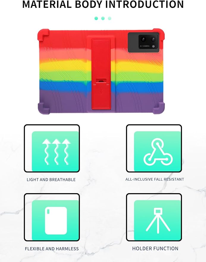 Case for DigiLand-S10 10.1 Android 14 Tablets，WUNIAK Shock Proof Lightweight Stand Rubber Shell Protective CoverKids Friendly Soft Silicone Adjustable Stand CoverBlack