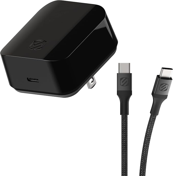 Scosche HPDCA32 PowerVolt 32W Certified Type-C + Type-A Fast Wall Charger Power Delivery 3.0 for ALL USB-C and USB-A Devices in Black