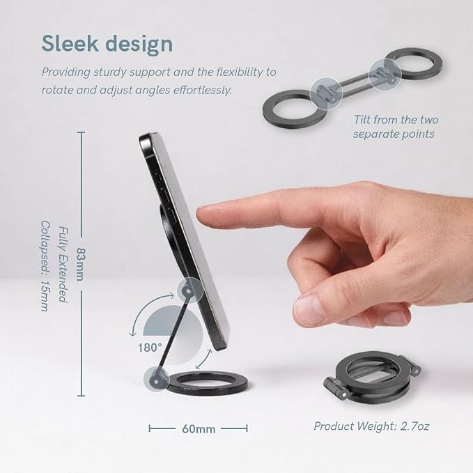 Lume Cube Premium Magnetic Phone Stand for MagSafe iPhone &amp Android Foldable Dual-Sided Magnetic Holder with Multiple Adjustment Points Mount for Any Magnetic Surface – Home Office &amp Travel