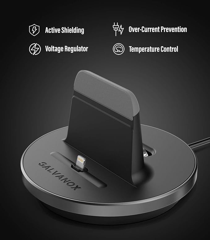 Fast Charging Power Stand for iPhone and iPad Models - MFi Certified Lightning Dock with USB-C Wall Adapter (for All iPhone 12/13 /14 Models)