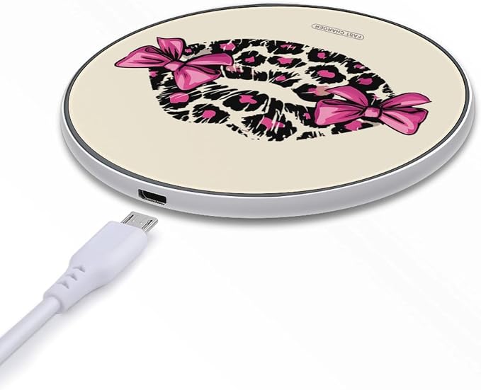 Leopard Kiss Lips Bows Wireless Charger Portable Charging Pad | LightweightAll Smartphone