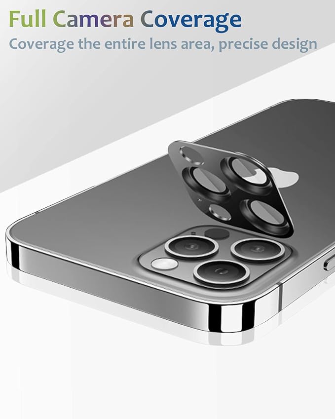 [2 Pack] Compatible for iPhone 13 Pro/iPhone 13 Pro Max Camera Lens Protector Metal Plus Tempered Glass Camera Cover Oneness Design Ultra Clear Anti-Explosion Black+Black