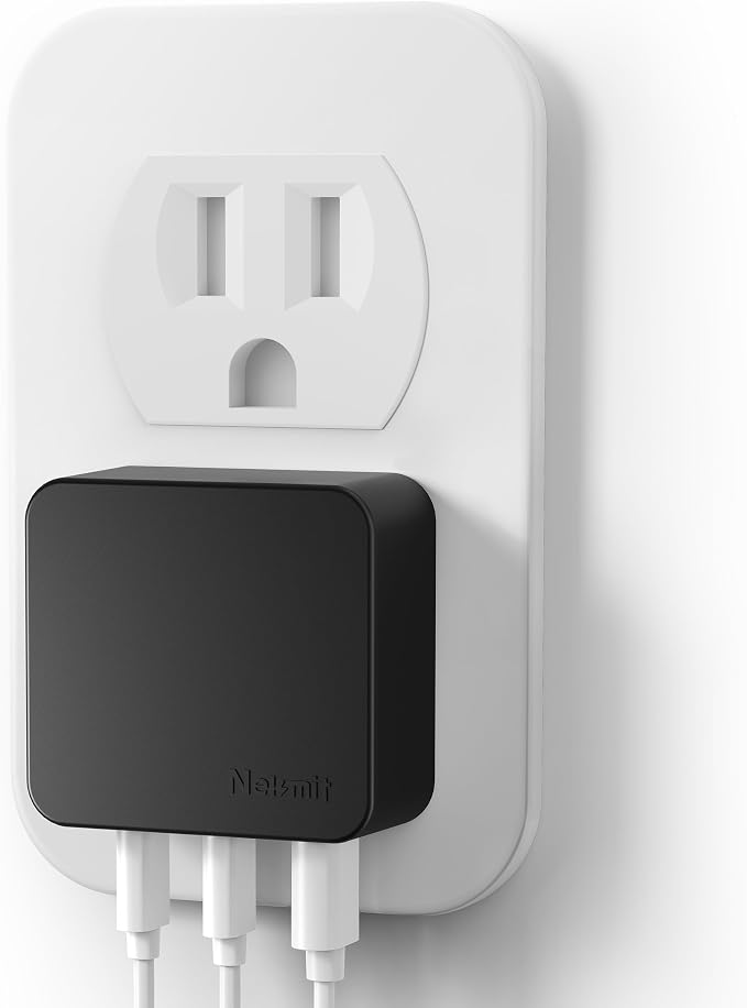 Nekmit 67W Flat USB C Charger Block 3-Port GaN Fast Wall Charger USB C Wall Plug for MacBook Pro/Air iPad iPhone Galaxy and More