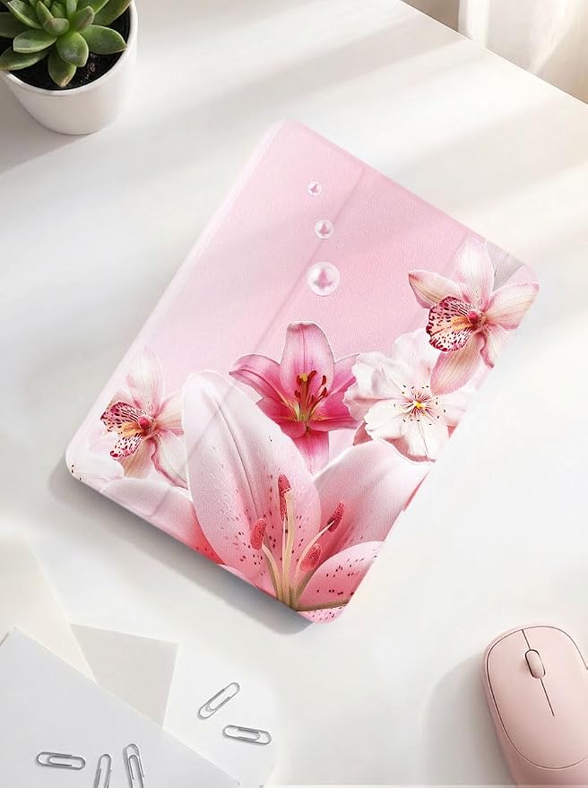 Case for iPad 9th/ 8th/ 7th Generation Case 10.2&amp10.5 Inch (2021/2020/2019 Release) Slim Lightweight Soft Trifold Back Cover with Pencil Holder &amp Auto Sleep/Wake Cover Cherries Cheetah Bows