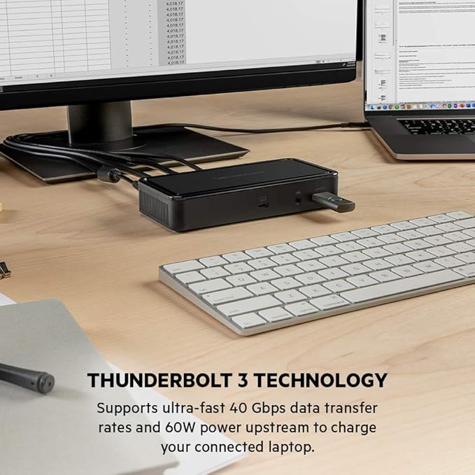 Belkin Thunderbolt 3 Dock Plus Thunderbolt 3 Cable - USB-C Hub - 8-In-1 Docking Station for MacOS & Windows, Dual 4K @60Hz, 40Gbps Transfer Speed, 60W Upstream Charging, w/ Ethernet & Audio Ports