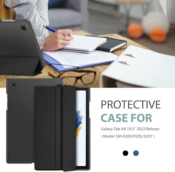 ProCase Smart Case for Galaxy Tab A8 10.5 Slim Stand Hard Back Shell Protective Smart Cover Case for Galaxy Tab A8 10.5 Inch 2022 SM-X200 X205 X207 -Black