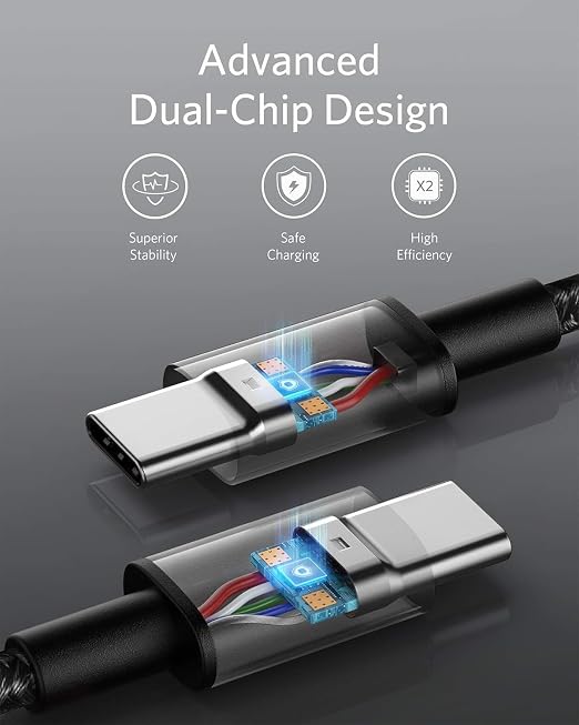 Anker USB C to USB C Cable 100W Fast Charging Cable (2-Pack 10 ft Black) | For iPhone 17 Series MacBook Pro 2020 Pixel and More (Not for Video Output)