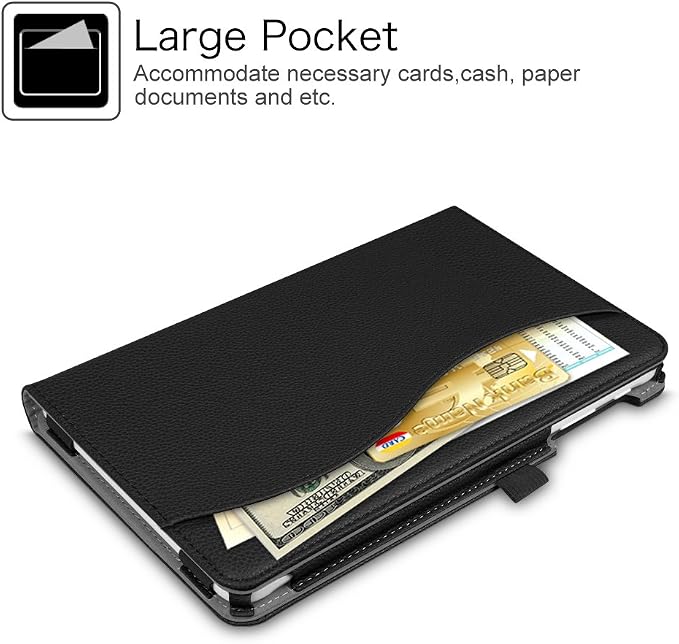 Fintie Multi-Angle Case for Samsung Galaxy Tab E 9.6 2015 Black | Model SM-T560/T561/T565/T567 Front Card Pocket Corner Protection