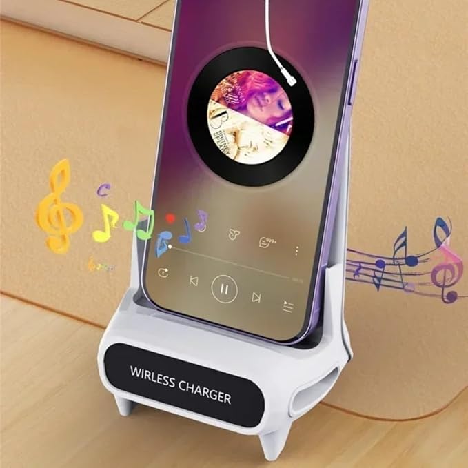 Desktop Mobile Phone Holder Wireless Charger Stand Pad Lazy Bracket Fast Charging Station for iPhone 17 16 15 14 Samsung Xiaomi High Speed Wireless Charging Support (White)