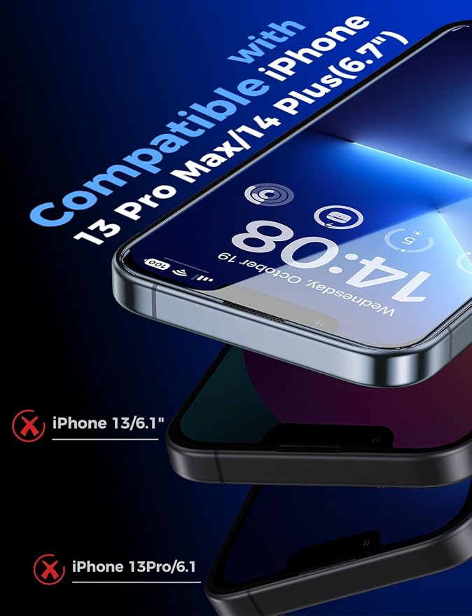 MAGIC JOHN 2 Pack for iPhone 13 Pro Max/iPhone 14 Plus 6.7 inch Tempered Glass Screen Protector Auto Dust-Elimination Installation Bubble Free HD Clear Easy Installation | 6.7 inch2 Pack HD Clea