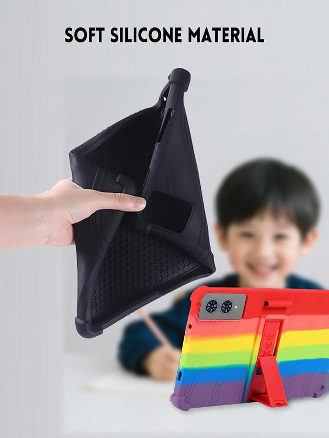 Case for TECLAST T65 Tablet 13.4 Inch (Black) | Soft Silicone Kids Friendly Protective Cover with Adjustable Stand and Pen Holder Drop-Proof