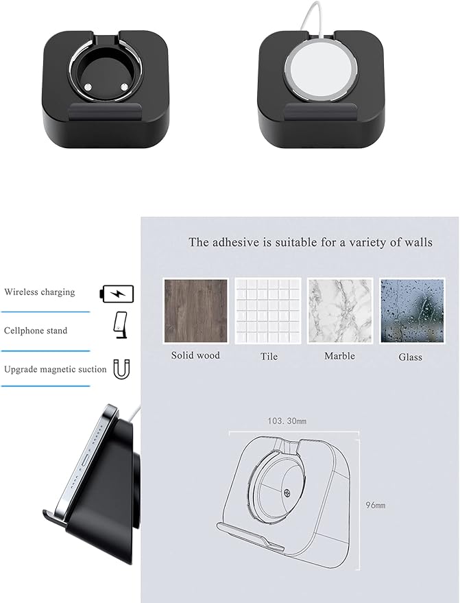 Phone Wall Mount for Magsafe Charger Compatible with Phone Holder Fit for iPhone 12/12 Pro/13 Pro Max Magsafe Accessories (Charger Not Included) (Black) | Fit for iPhone 12/12 Pro/13 Pro Max Magsafe A