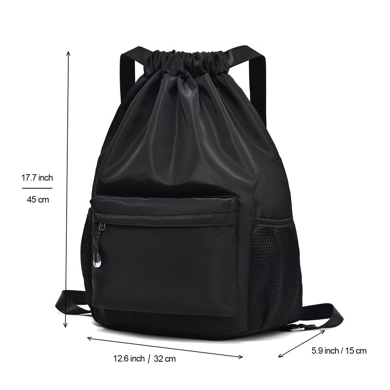 LOKAPEGY Khaki Drawstring Backpack for Women, Waterproof Drawstring Gym Bag for Men, Small Cinch Sack for Basketball, Pull String Sport Bag for Soccer.