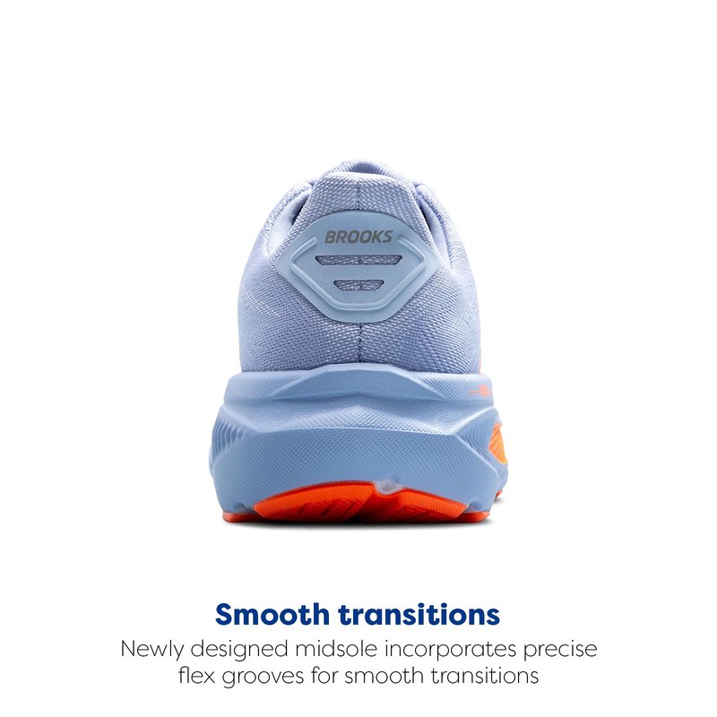 Brooks Women’s Ghost 17 Neutral Running Shoe - Blue Heron/White/Orange - 9.5 Medium