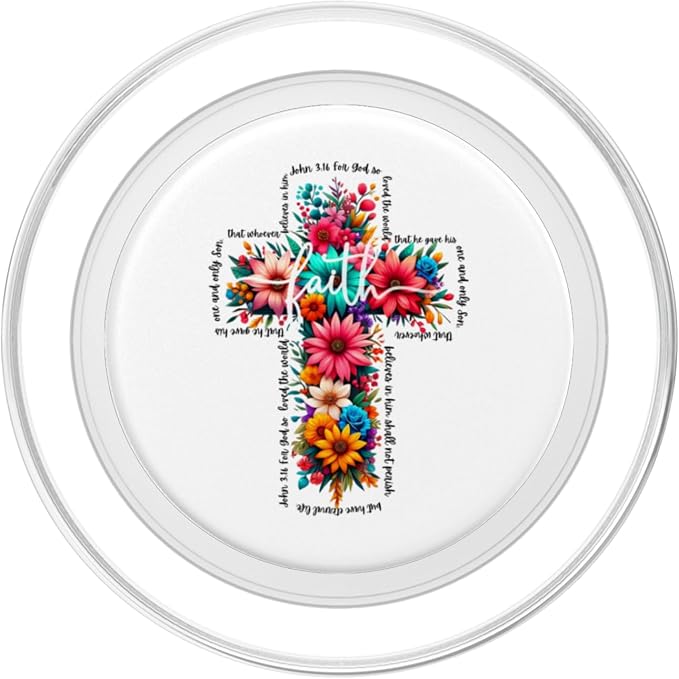 JOHN 3:16 Floral Faith Cross Jesus Christian Religious PopSockets Adhesive PopGrip