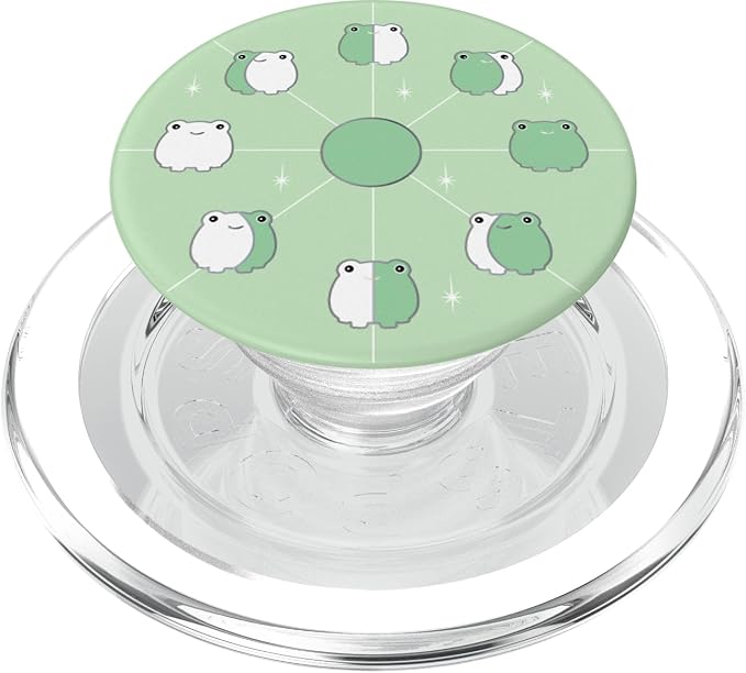 Frog Moon Phases in Aesthetic Light Green PopSockets Adhesive PopGrip