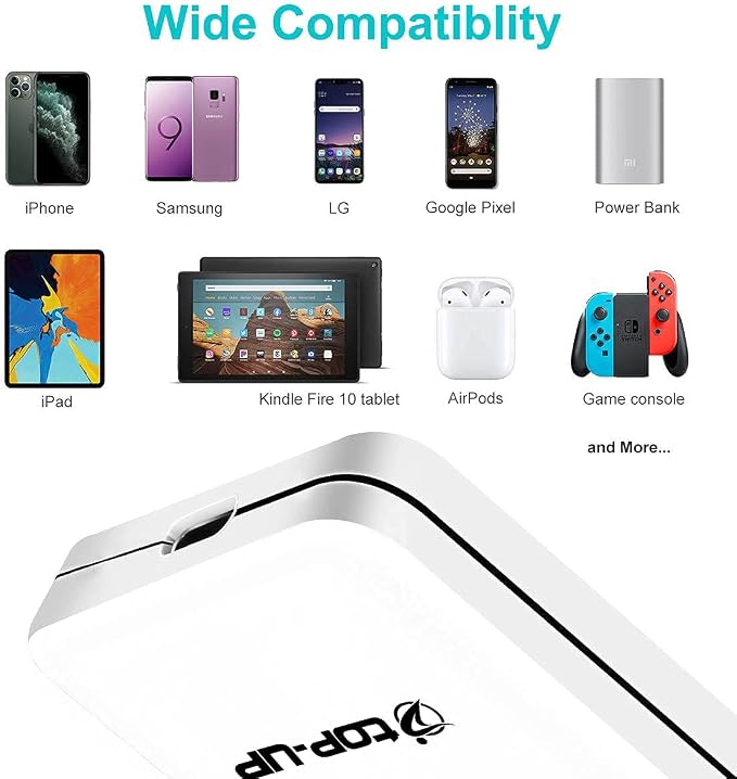 Top-Up 30W Dual Port USB Charger for USB A &amp USB C Devices with Ultra-Thin 30Watt USB C Charger Slim &amp Foldable Plug Charger (White)