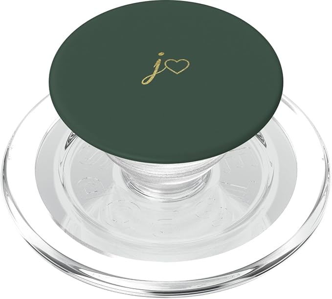 Yellow Initial Letter J Heart Minimalist Forrest Green PopSockets Adhesive PopGrip