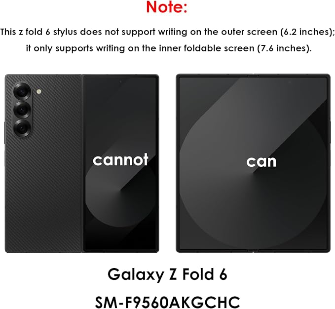 Galaxy Z Fold 6 S Pen Fold Edition Replacement Compatible with Samsung Z Fold 6 Stylus +Slim 1.5mm Pen Tips (Black)
