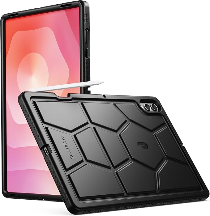 Poetic TurtleSkin Case for Samsung Galaxy Tab S10 FE Plus (2025 Release) 13.1 inch Case with S Pen Holder Heavy Duty Shockproof Kids Friendly Protective Silicone Cover Black