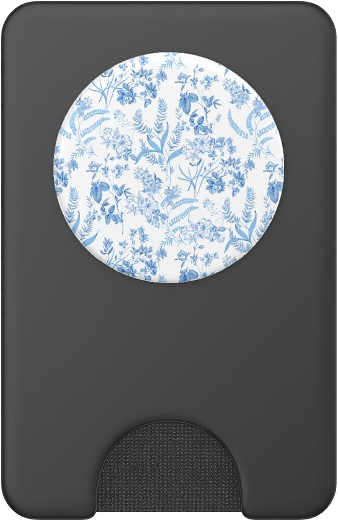 Blue &amp White Toile French Pattern Cute Flowers Botanical PopSockets Adhesive PopGrip