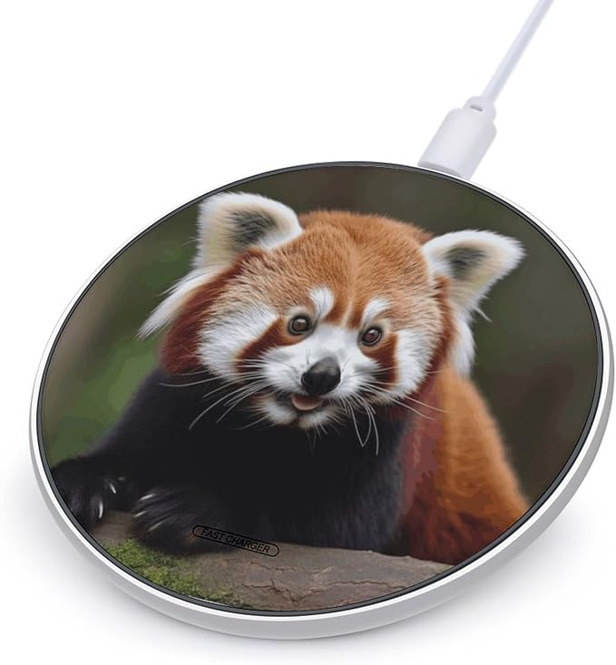 Animal Red Panda Wireless Charger Fast Charging Pad | Anti-Slip Qi Certified Wireless Charging Pad for All Phones with Wireless Charging Function for Home Office Travel
