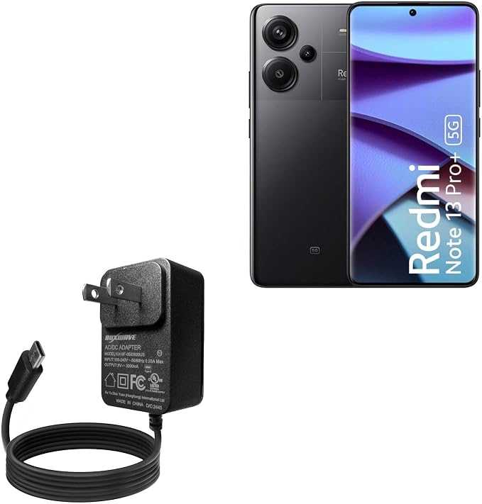 BoxWave Charger Compatible with Xiaomi Redmi Note 13 Pro+ - Wall Charger Direct (15W) Rapid Charge Your Device with Built-in 3ft Cable
