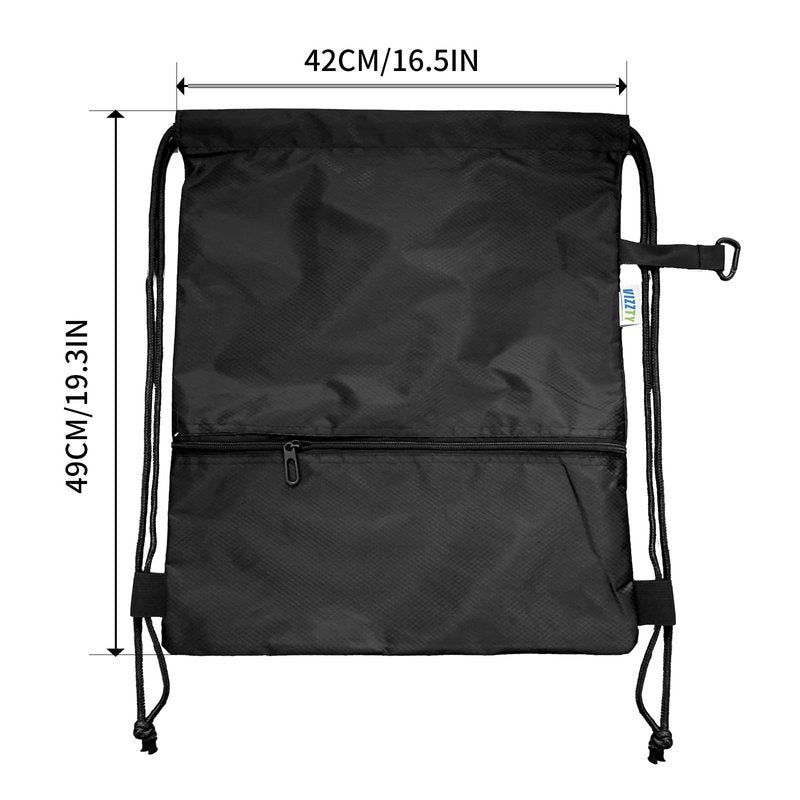 VIZZTY Drawstring Backpack Sport Gym Bag for Women ＆ Men,beach bag，Waterproof Lightweight Backpack With Outer Storage，Best workout bag for dance/hiking/soccer/basketball (Black)