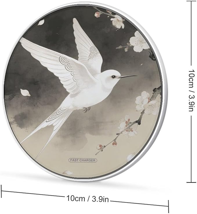 White Feathers Carry Spring Wireless Charger Portable Fast Charging Pad Lightweight Wireless Charging Pad 10W Slim Charging Station for Phone Charger Mat for Travel Home Office Desk