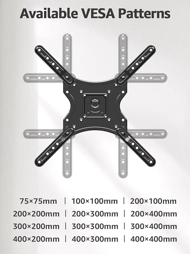ELIVED Full Motion TV Wall Mount for Most 26-60 Inch TVs, Articulating Arms Swivel and Tilt tv Mount, Wall Mount Brackets Max VESA 400x400, Single Stud Perfect Center Design, Holds Up to 77 lbs.