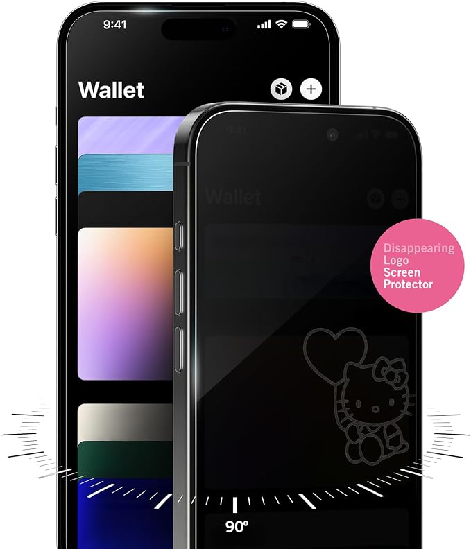 Hello Kitty Balloon Privacy Screen Protector - for iPhone 14 Plus13 Pro Max - with Disappearing Logo - Scratch-Resistant and Easy-to-Install Screen Protectors (Includes Installation Tray)