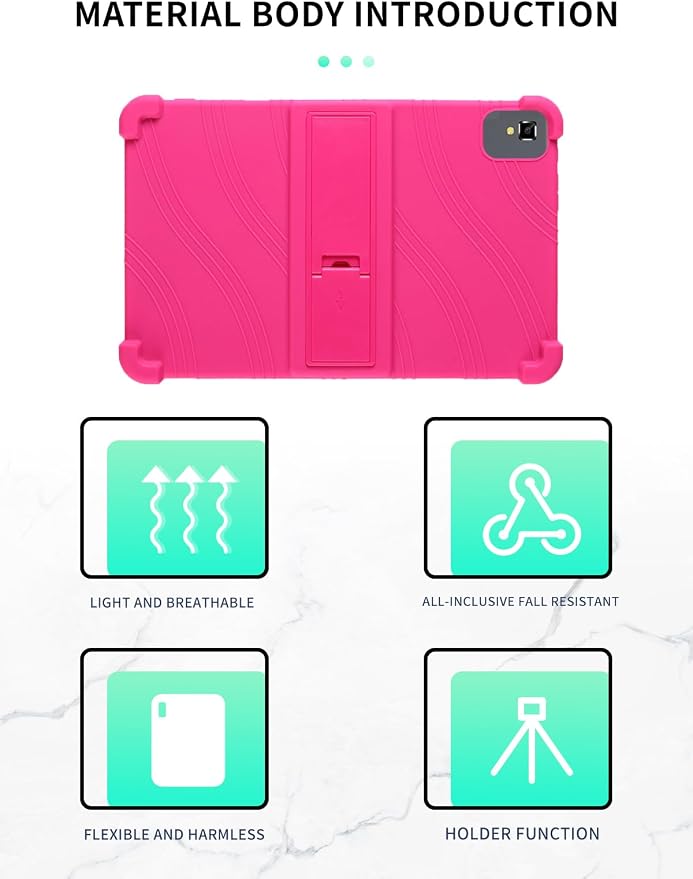Case for YLEEBG TAB10 10 inch Android 14 TabletsWUNIAK Hollow Back DesignHeat Dissipation Shockproof Lightweight Adjustable Kickstand Silicone Shell&ampKids Friendly Soft CaseBlack