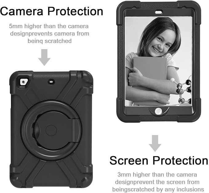 AKABEILA Compatible with Amazon Fire HD 8 2020/2022 Tablet Case，Rugged Kids Case with Stand Lightweight Shockproof Kids Friendly Tablet Cover Black