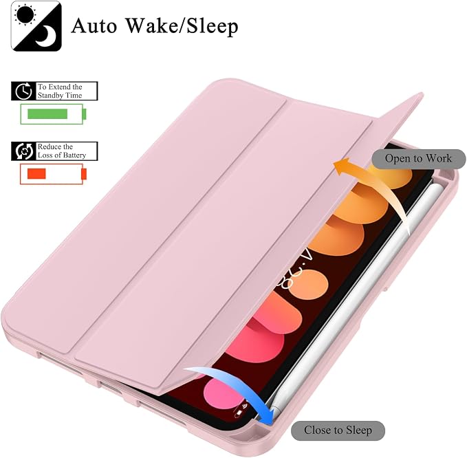 Soke Case for iPad mini (A17 Pro) 7th/ 6th Generation (Book Wine) | Built-in Apple Pencil Slot fit iPad Mini 2024 and 2021 8.3 inch Auto Sleep/Wake