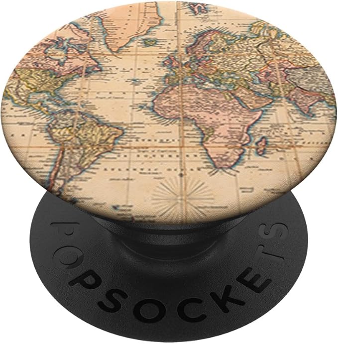 Vintage Travel World Map Design Travel Globe Background PopSockets Adhesive PopGrip