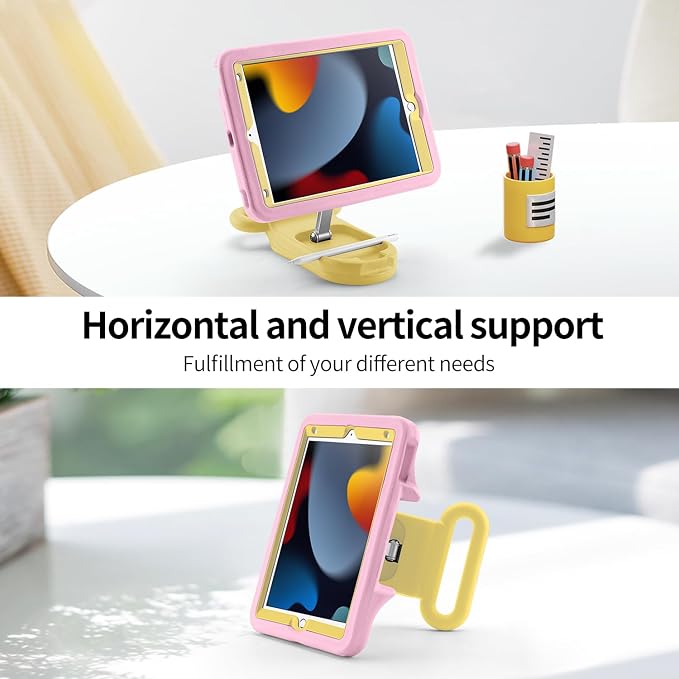 Kids Case for iPad 7th/8th/9th Gen 10.2 inchAdjustable Handle Stand(Black) | Adjustable Portrait/Landscape Stand/Drop Proof with Handle/KickstandChild Friendly Protective for iPad 10.2 2021/2020/201