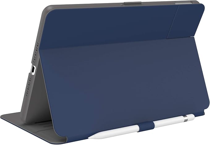 Speck Balance Folio Case for iPad 10.2 Inch (2019-2021) - Drop &amp Camera Protection Slim Multi Range Stand Apple Pencil Holder - Arcadia Navy/Moody Grey