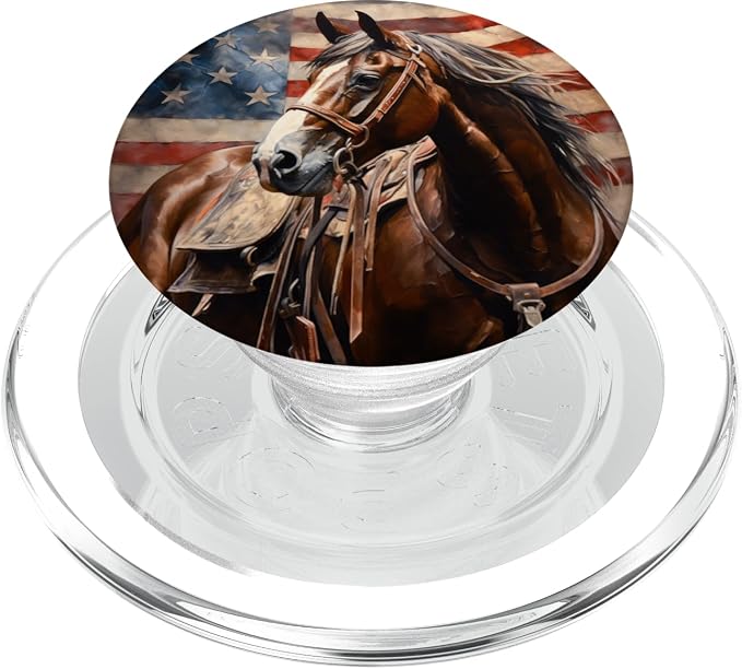Patriotic Horse American Flag USA PopSockets Adhesive PopGrip