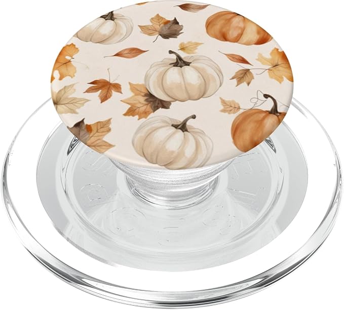 Cute Fall Pumpkin and Leaf Pattern Autumn Design PopSockets Adhesive PopGrip