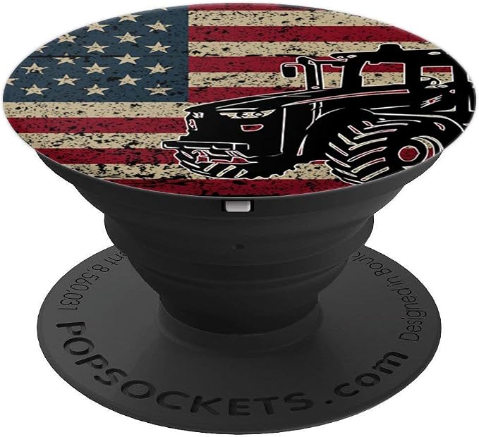 Farm Tractors America Flag I Patriotic Farming Gift Idea PopSockets Adhesive PopGrip