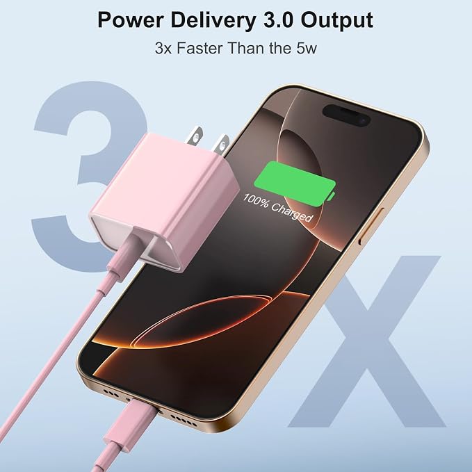 iPhone 17 16 Charger Fast Charging Extra Long 10FT USB C Charger(Black) | for iPhonesiPadsTabletsAndroid devices[ETL SAFETY CERTIFIED] 20W Type C Charger Block with Fast Charging USB C Cables