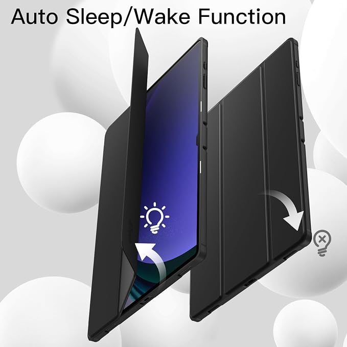 JETech Case for Galaxy Tab S10 Ultra/S9 Ultra 14.6 Black | Cover Soft TPU Protection S Pen Holder Tri-Fold Stand Supports S Pen Charging Auto Wake/Sleep Shockproof Lightweight