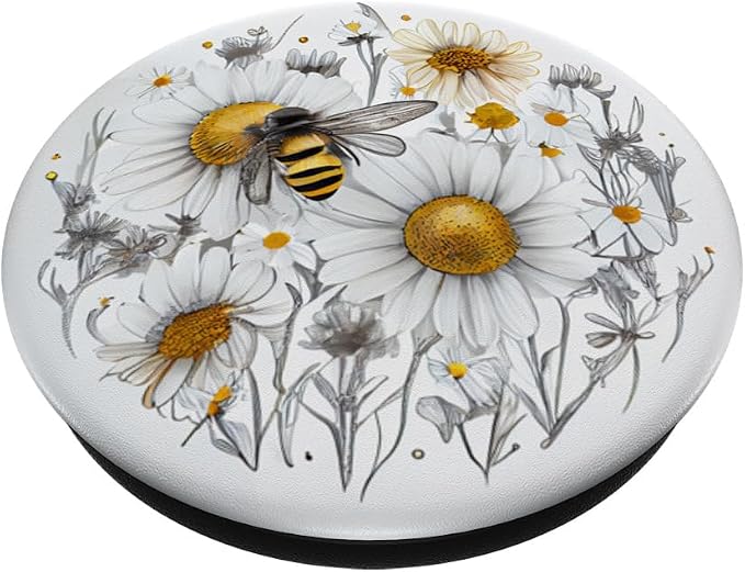 Bee Honeybee Daisy Flowers PopSockets Adhesive PopGrip