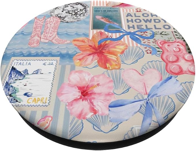 Beachy Blue Coquette Collage Cute Seashell Coastal Summer PopSockets PopWallet for MagSafe