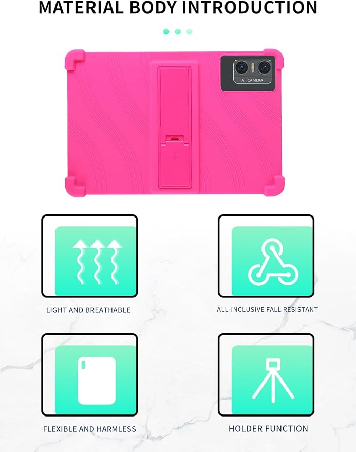 Case for DOMATON D105 Android 14 Tablet 2025 Tablets 10 inch，WUNIAK Shock Proof Lightweight Stand Rubber Shell Protective CoverKids Friendly Soft Silicone Adjustable Stand CoverBlack