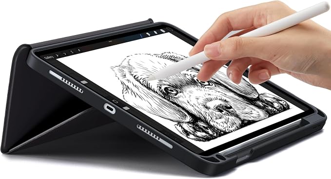 TORRAS for iPad Air 11 inch Case M2/M3/M4 iPad Air 6th/ 5th / 4th Generation Case with Pencil Holder Auto Sleep/Wake Protective Leather Stand Cover Black