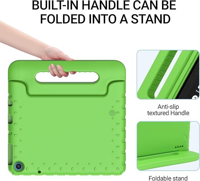 Kids Case for Onn 10.1 Tablet 2024 Gen 4(Model:100135925) ShockproofBlack | Lightweight EVA Foam Foldable Handle Stand Precise Cutouts Kid-Friendly For Daily Use