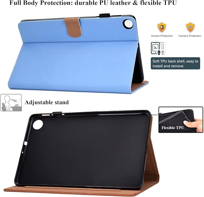 Fire HD 8 Case Slim Folding Stand Auto Wake/Sleep Wallet Case with Cards/Cash Holder for Amazon Fire HD 8(8th/7th/6th Gen 2018/2017/2016 Release)-Black